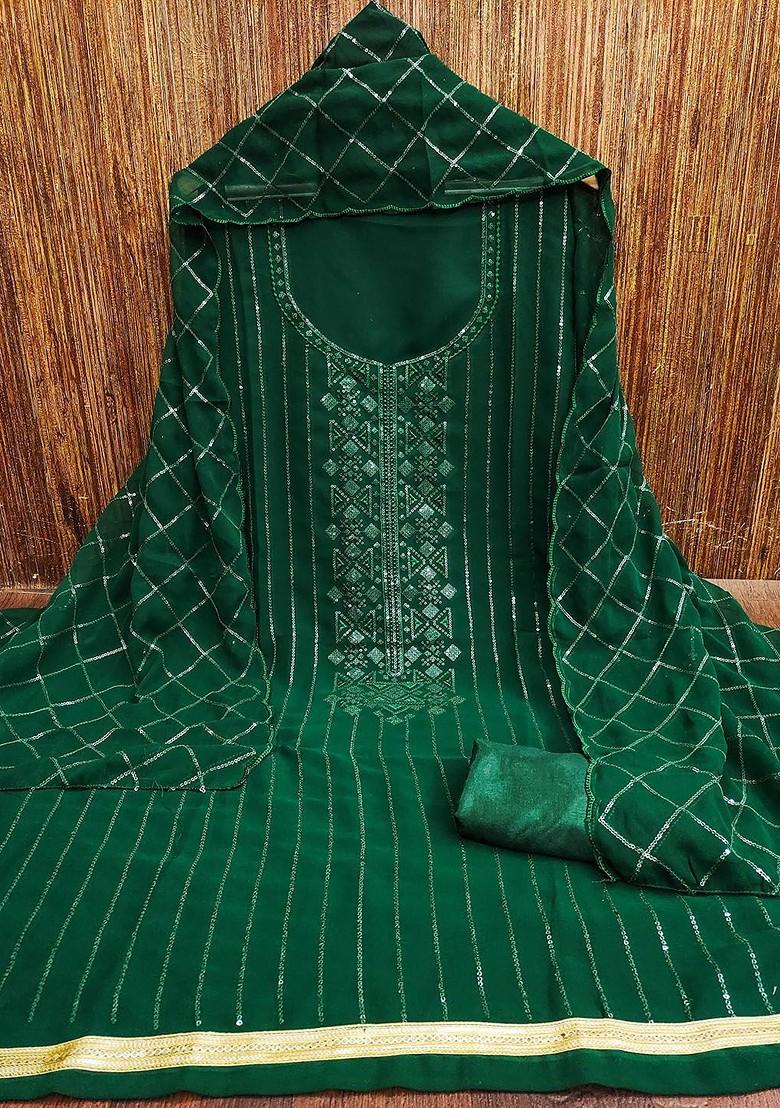 Green Embellished Poly Blend Kurta Set