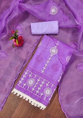 Purple Embellished Organza Kurta Set