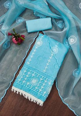 Turquoise Blue Embellished Organza Kurta Set