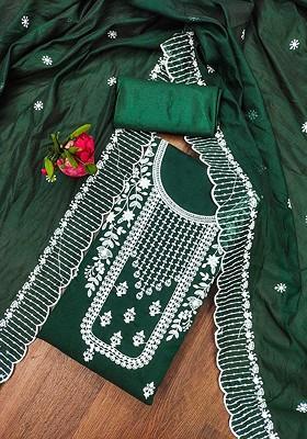 Green Embellished Poly Blend Kurta Set