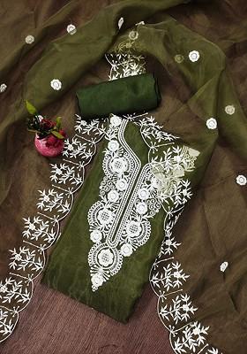 Green Embroidered Organza Kurta Set