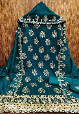 Teal Embellished Poly Blend Kurta Set