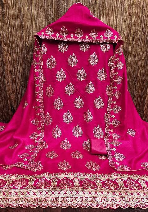 Pink Embroidered Blended Gown
