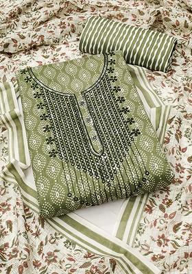 Green Floral Print Poly Blend Kurta Set