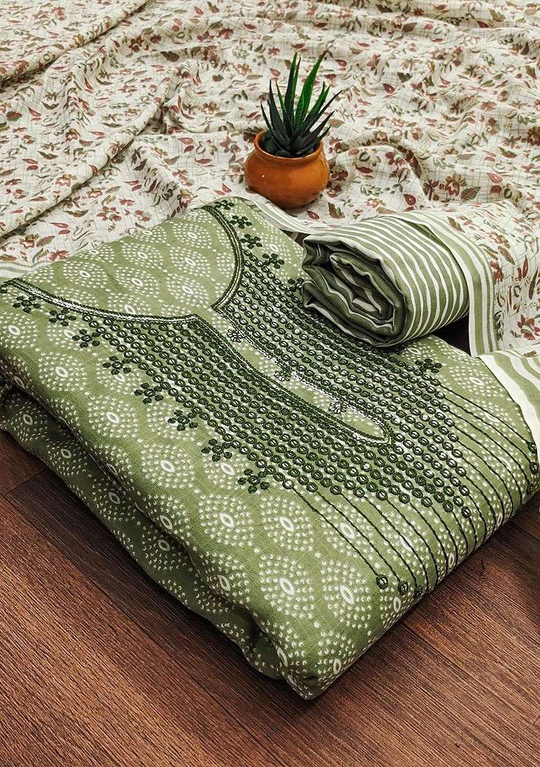 Green Printed Poly Straight Kurta Set - Indya