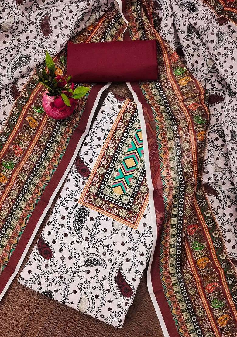 White Printed Poly Blend Kurta Set - Indya