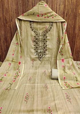 Lime Green Embellished Poly Blend Kurta Set