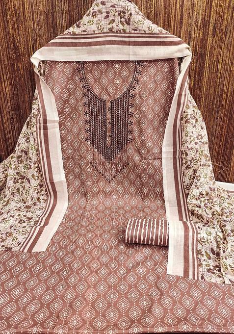 Peach Printed Poly Straight Kurta Set