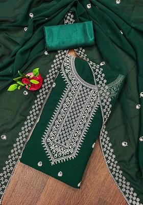 Green Embroidered Silk Georgette Kurta Set