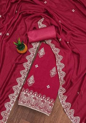 Pink Embroidered Poly Blend Kurta Set