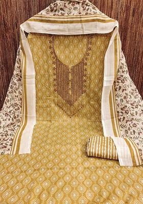 Yellow Embellished Poly Blend Kurta Set