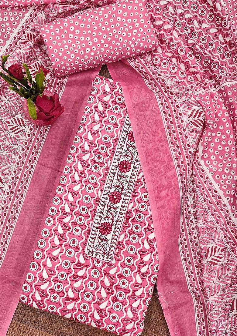 Pink Printed Poly Blend Kurta Set - Indya