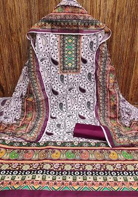 White Printed Poly Blend Kurta Set