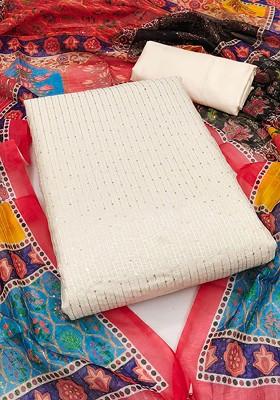 White Embellished Poly Blend Kurta Set