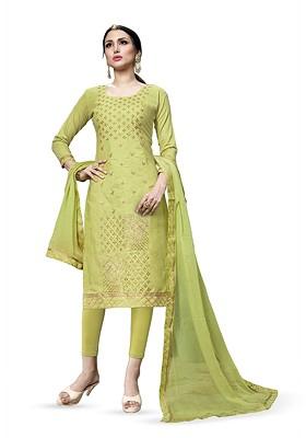 Green Embroidered Pure Cotton Kurta Set
