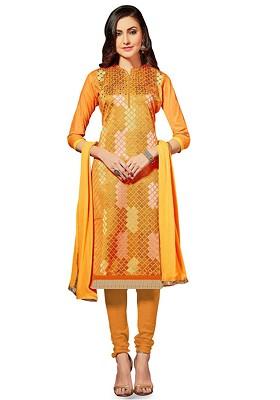 Yellow Woven Poly Blend Kurta Set