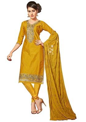 Yellow Embroidered Cotton Kurta Set