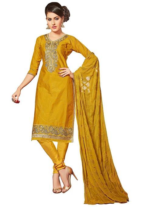 Yellow Embroidered Cotton Kurta Set