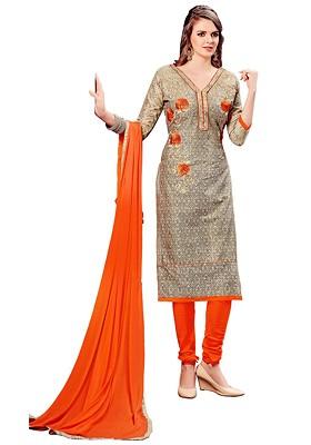 Beige Embroidered Poly Blend Kurta Set