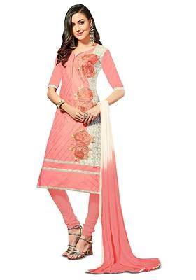 Peach Floral Print Poly Blend Kurta Set