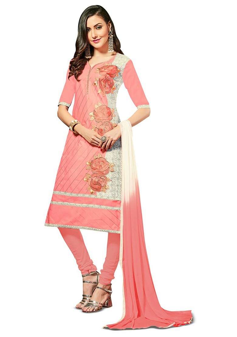 Peach Floral Print Poly Blend Kurta Set - Indya