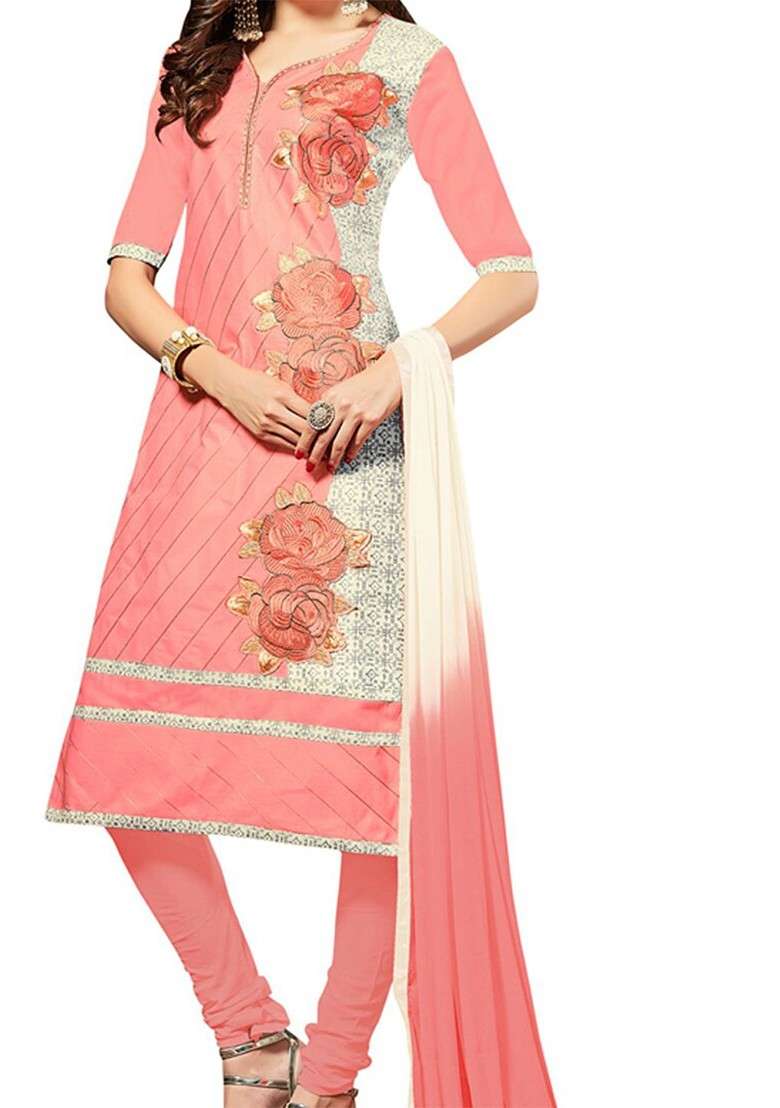Peach Floral Print Poly Blend Kurta Set - Indya