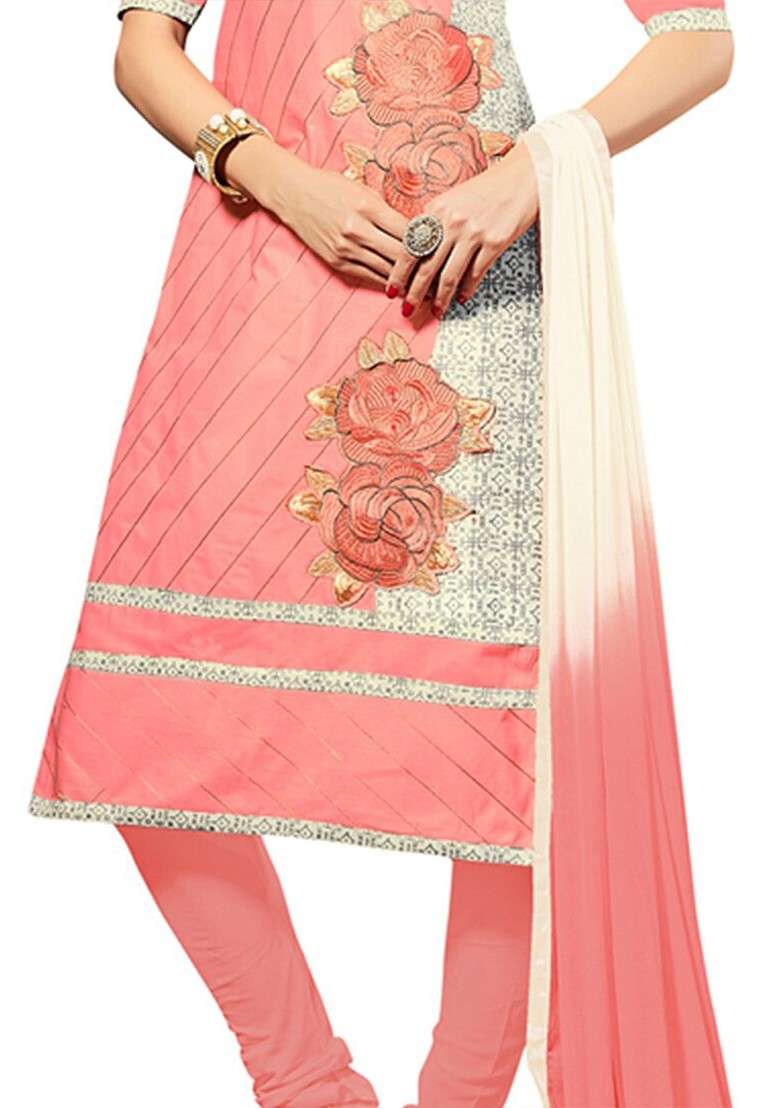 Peach Floral Print Poly Blend Kurta Set - Indya