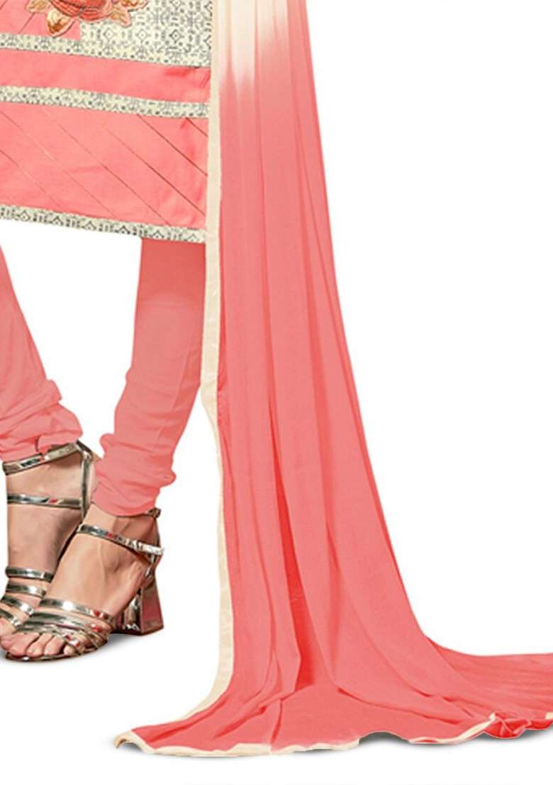 Peach Floral Print Poly Blend Kurta Set - Indya