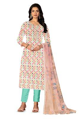 Beige Embroidered Poly Blend Kurta Set