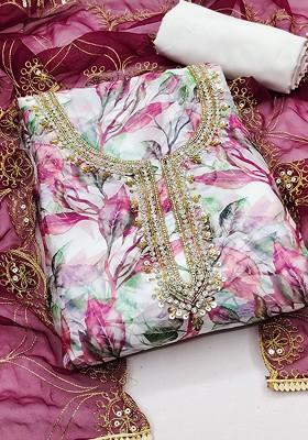 Green Embellished Organza Kurta Set