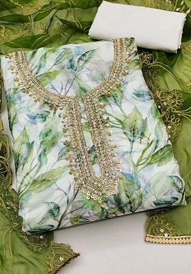 White Printed Poly Blend Kurta Set