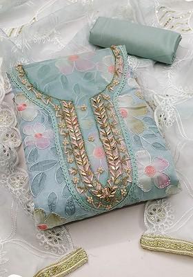 Sea Green Embroidered Organza Kurta Set