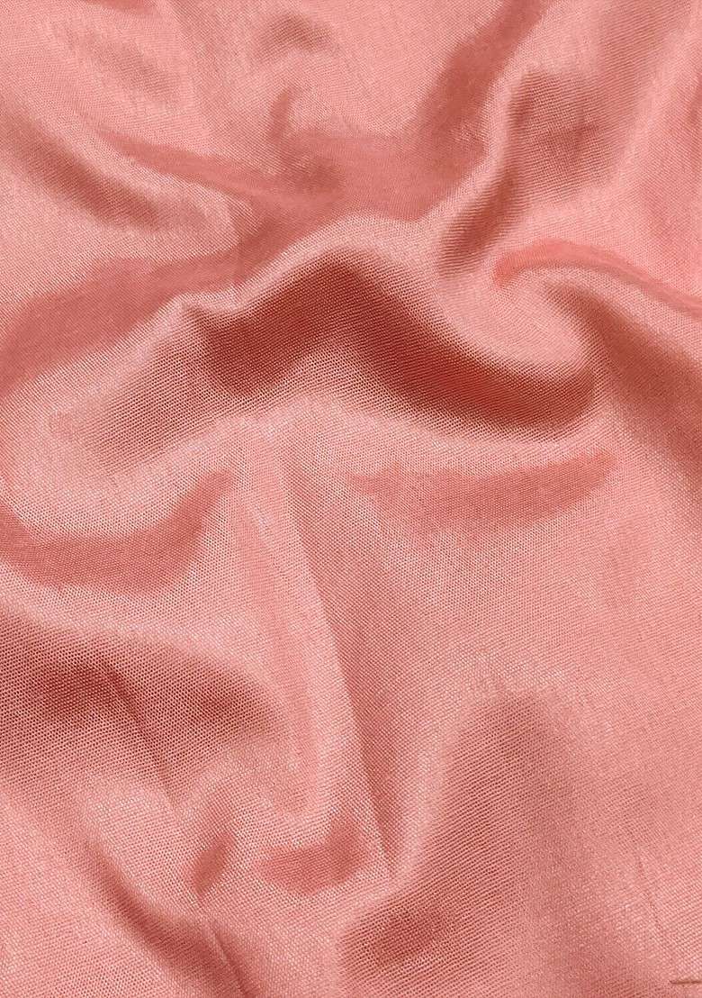 Peach Embroidered Blended Straight Kurta Set - Indya