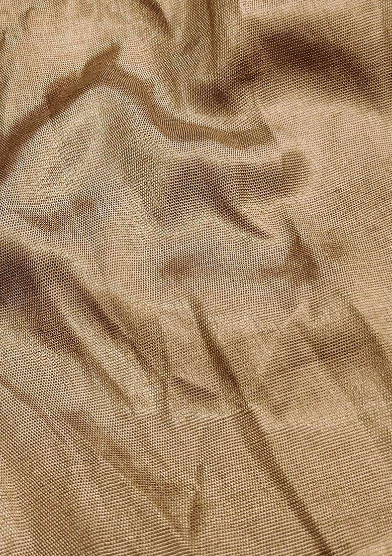 Brown Printed Organza Straight Kurta Set - Indya