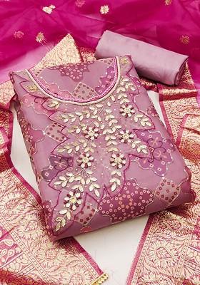 Pink Printed Poly Blend Kurta Set