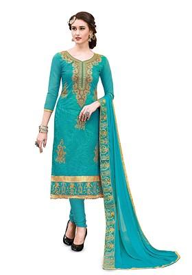 Sea Green Embroidered Pure Cotton Kurta Set