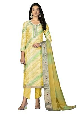 Green Printed Poly Blend Kurta Set