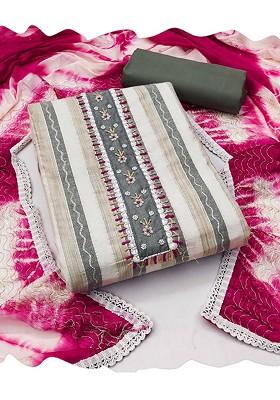 Grey Embroidered Poly Blend Kurta Set