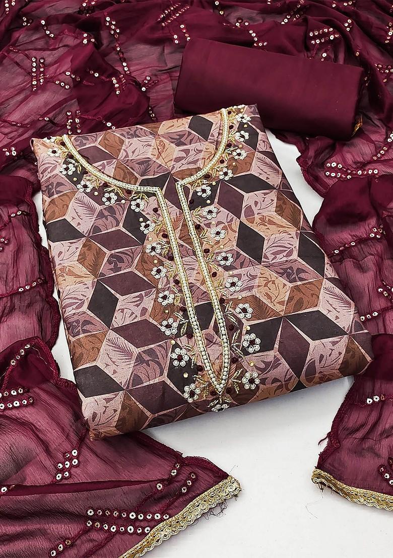 Beige Printed Poly Blend Kurta Set - Indya