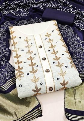 Navy Blue Embellished Poly Blend Kurta Set