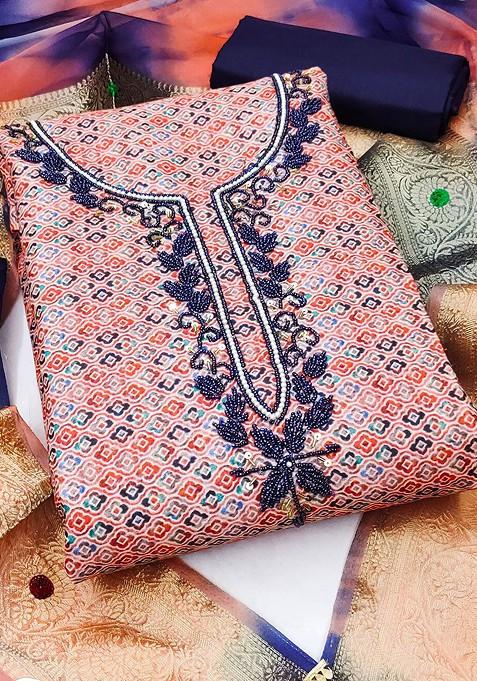 Red Woven Pure Cotton Kurta Set