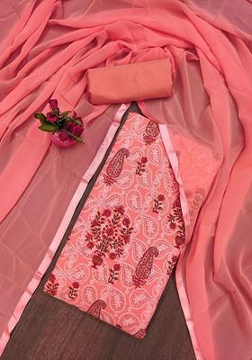 Pink Embellished Poly Blend Kurta Set