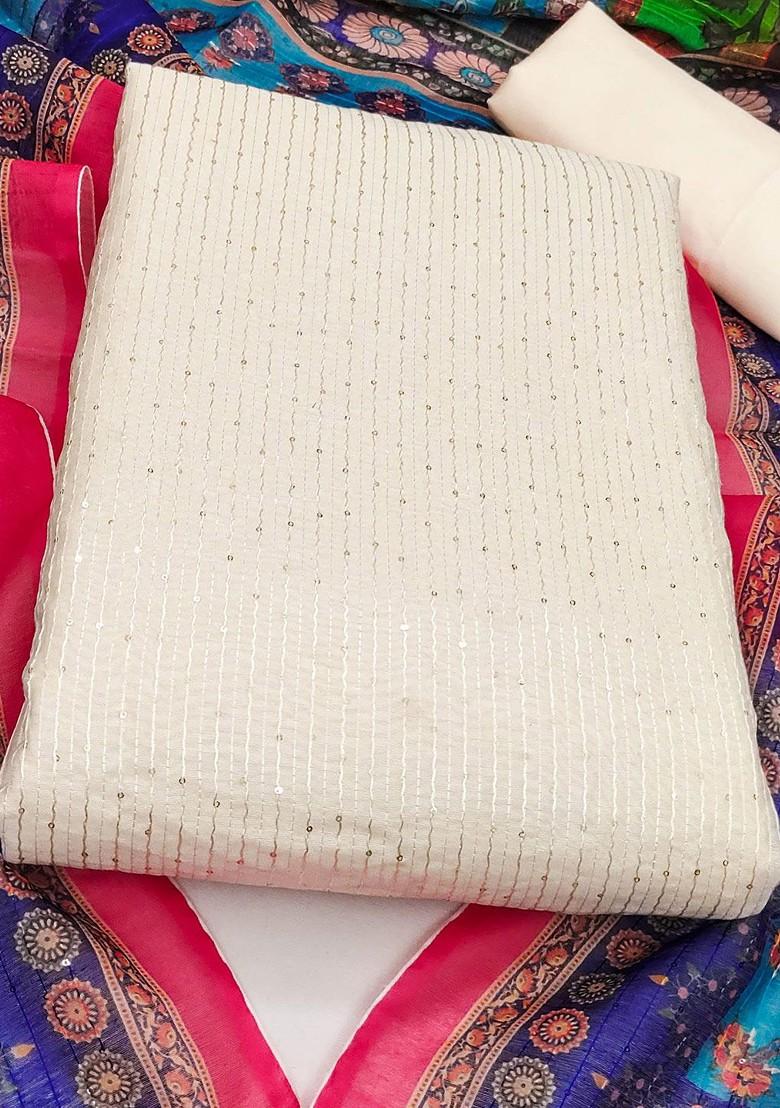 White Embellished Poly Blend Kurta Set