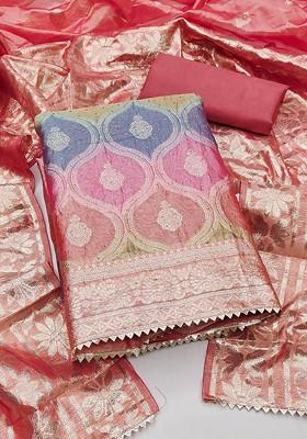 Pink Embellished Organza Kurta Set