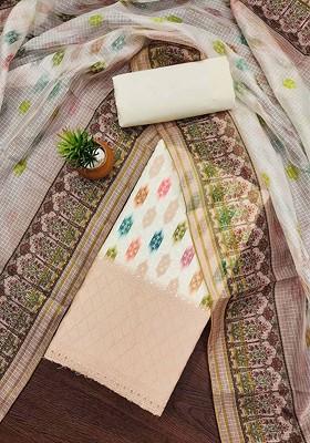 White Printed Poly Blend Kurta Set