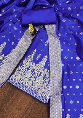 Blue Solid Poly Blend Kurta Set