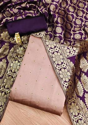 Peach Woven Poly Blend Kurta Set