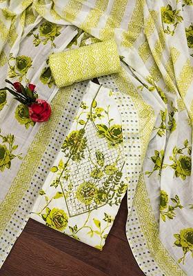 Green Floral Print Poly Blend Kurta Set