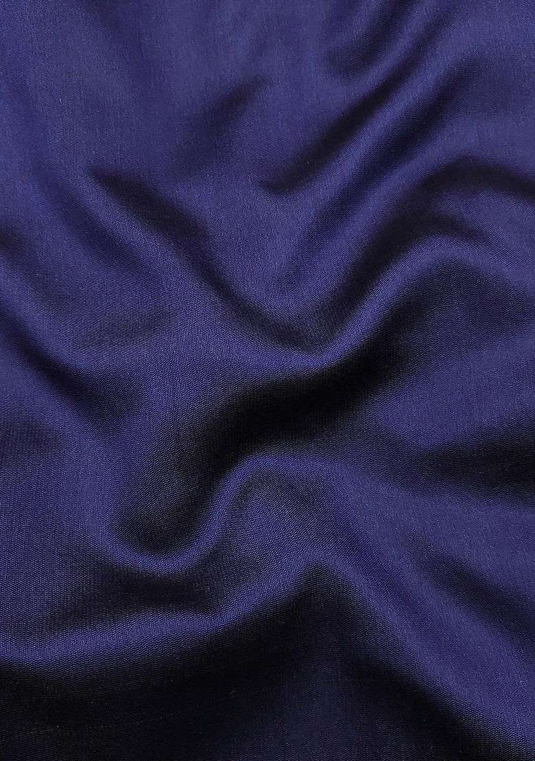Navy Blue Zari Work Poly Straight Kurta Set - Indya