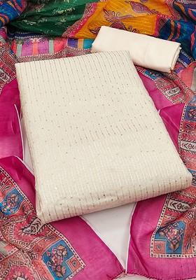 White Embellished Poly Blend Kurta Set